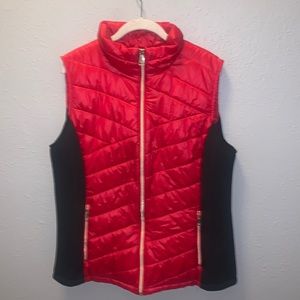 Calvin Klein Quilted Puffer Vest Red Black Women’s Sz XL X Large